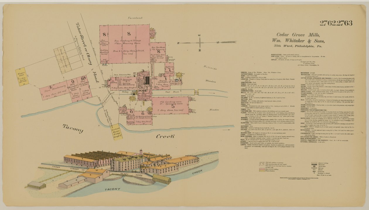 Tabor St. ve Olney Yolu, Hexamer Genel Araştırmaları, 1894 by Ernest Hexamer