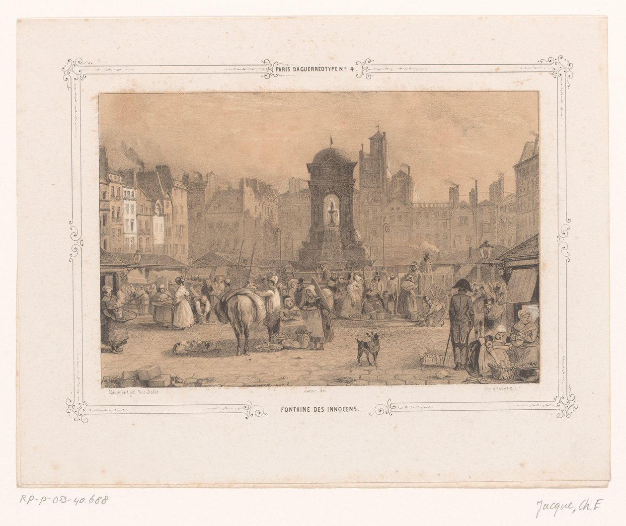 Paris'teki Fontaine des Innocents'ın görünümü Fontaine des masums (nesne üzerindeki başlık) by Ernest Jaime