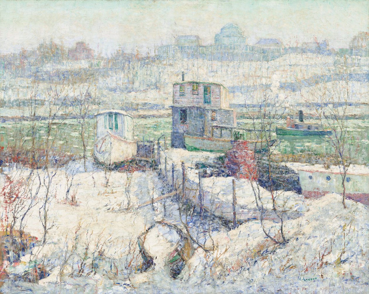 Kayıkhane, Kış, Harlem Nehri by Ernest Lawson