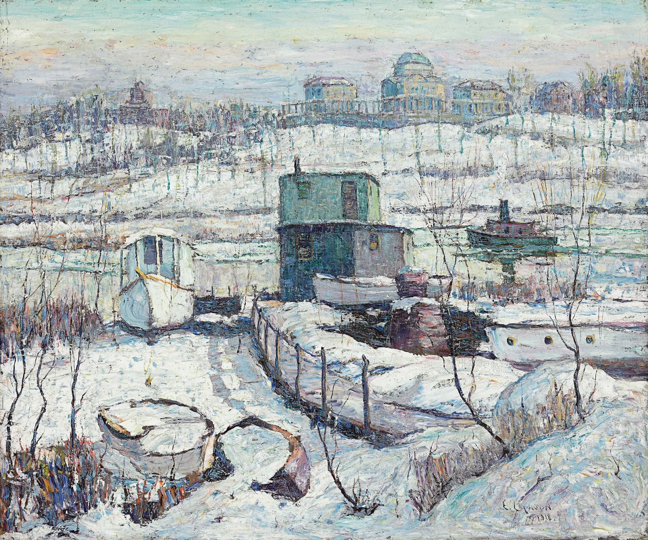Kayıkhane, Kış, Harlem Nehri by Ernest Lawson