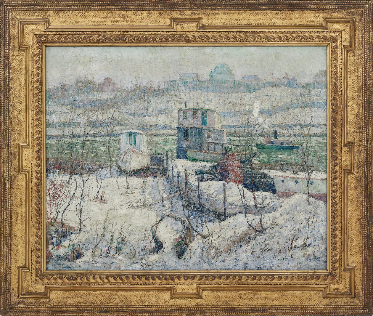 Kayıkhane, Kış, Harlem Nehri, c.1916 by Ernest Lawson