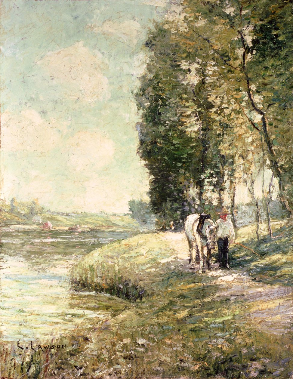 Country Road, Spuyten, Duyvil, New York (gemide petrol) by Ernest Lawson