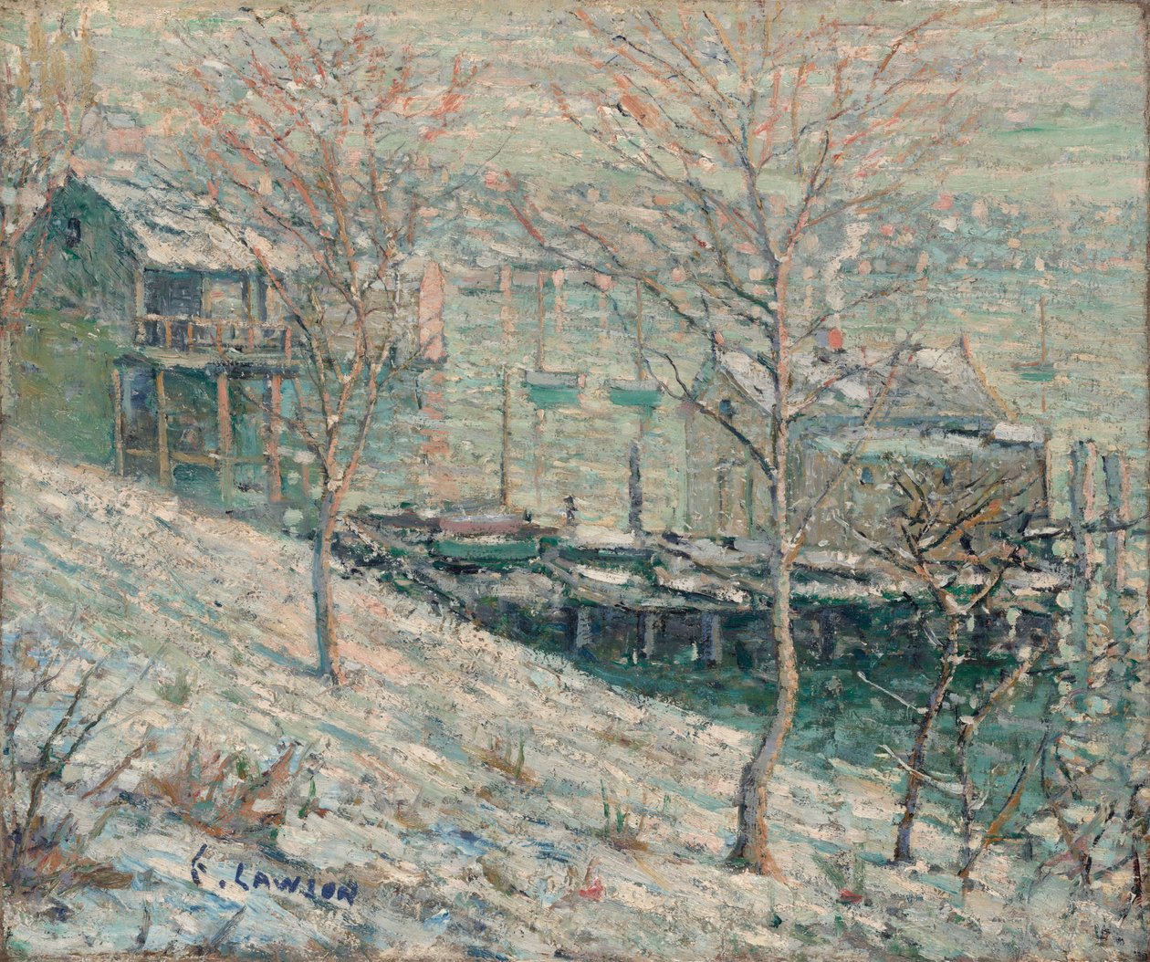 Harlem Nehri Kış Manzarası by Ernest Lawson