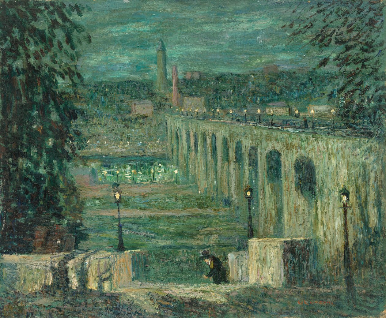 Geceleri Yüksek Köprü, New York by Ernest Lawson