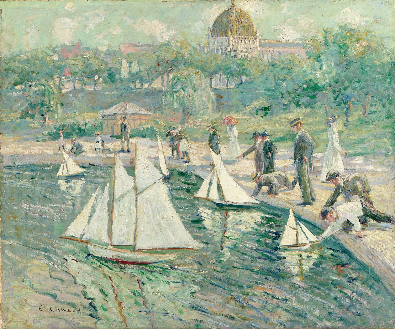 Model Yelkenli Göleti, Central Park, New York (tuval üzerine yağlı boya) by Ernest Lawson
