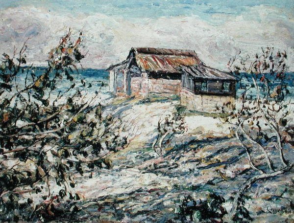 Ocean Shack, Key West, Florida (tuval üzerine yağlı boya) by Ernest Lawson