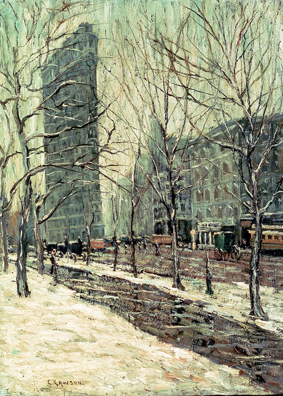 The Flatiron Building, New York, c.1903-05 (gemideki petrol) by Ernest Lawson