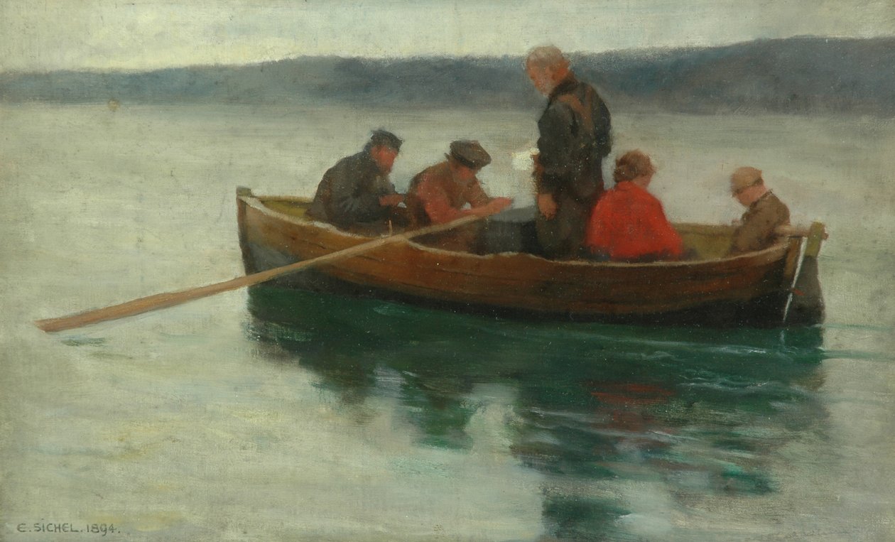 Yaylalarda Bir Çocuğun Cenazesi Çalışması, 1894 (ahşap panel üzerine yağlı boya) by Ernest Leopold Sichel