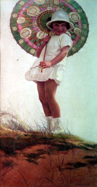 Sanatçının Kızının Şemsiyeli Portresi (suluboya) by Ernest Longmate
