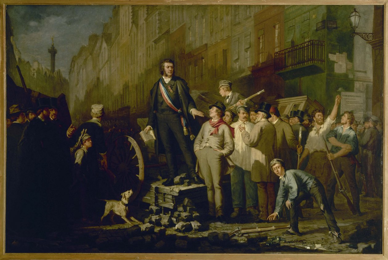 Alphonse Baudin (1811-1851) Faubourg Saint-Antoine barikatında, 3 Aralık by Ernest Louis Pichio