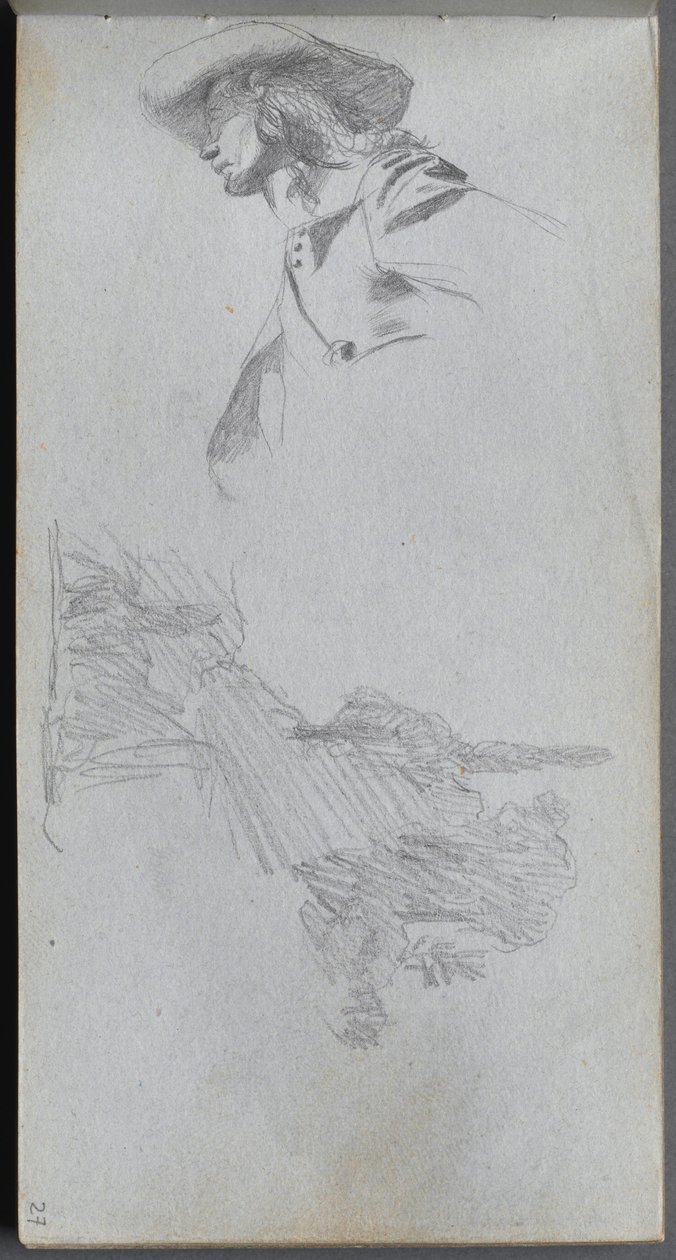 Sketchbook, sayfa 27: "Terasta" Detay Çalışması ve Peyzaj Çalışması by Ernest Meissonier