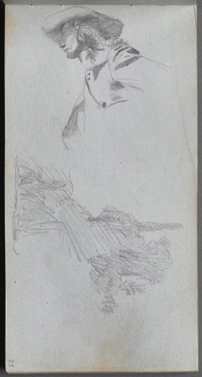 Sketchbook, sayfa 27: Teras ve Peyzaj Çalışması için Detay Çalışması. by Jean Louis Ernest Meissonier