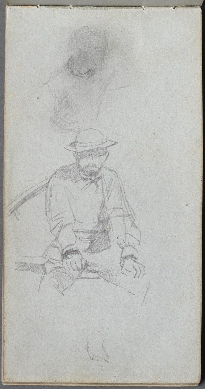 Eskiz defteri, sayfa 30: Oturan erkek Figür ve Profilde Figür. by Jean Louis Ernest Meissonier