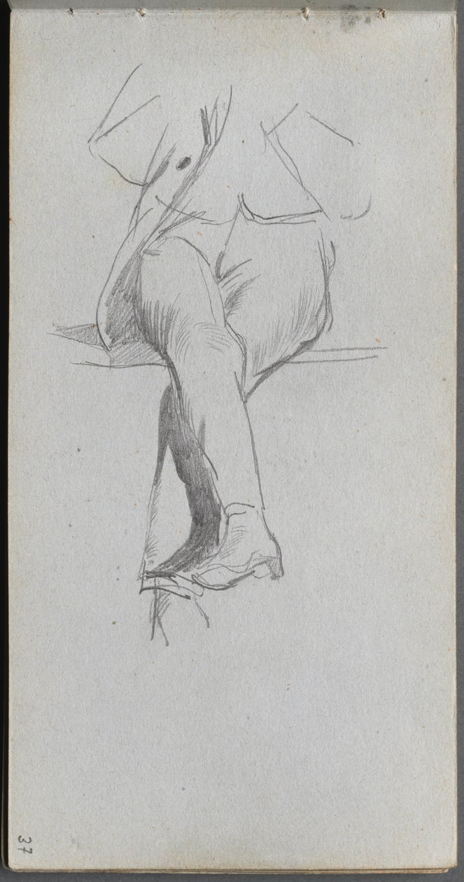 Sketchbook, sayfa 37: Figür Çalışması, çapraz bacaklar. by Jean Louis Ernest Meissonier