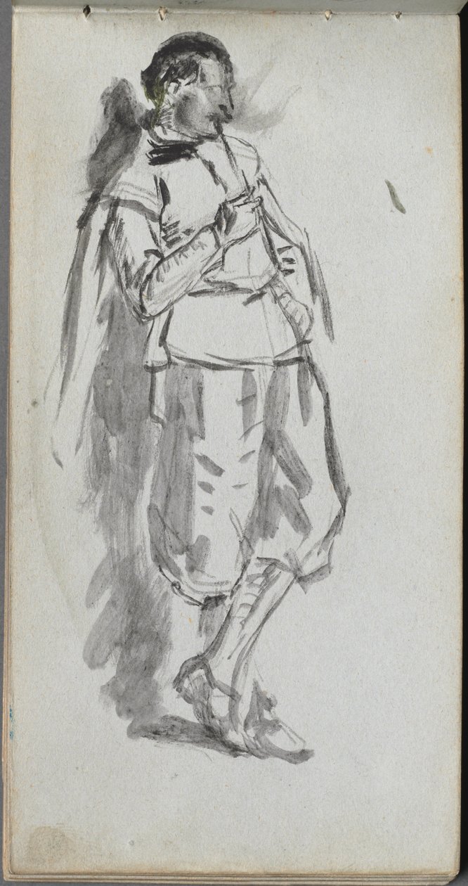 Eskiz defteri, sayfa 46: Ayakta Erkek Figürü. by Jean Louis Ernest Meissonier