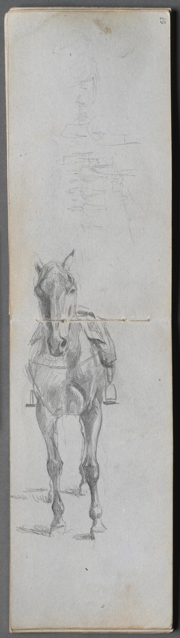 Eskiz defteri, sayfa 56 ve 57: Bir Atın İncelenmesi. by Jean Louis Ernest Meissonier