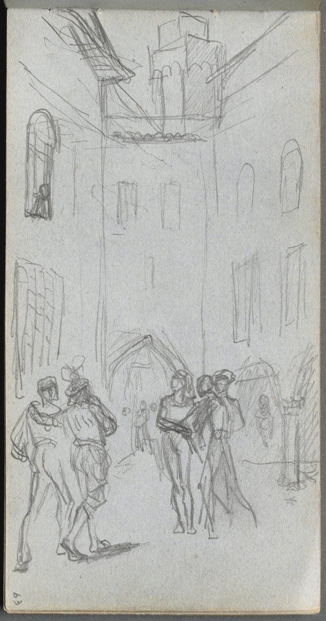 Eskiz defteri, sayfa 63: Avludaki Figürler by Ernest Meissonier