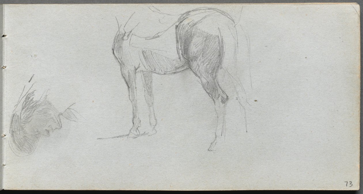 Sketchbook, sayfa 73: Study of a Horse, profil. by Jean Louis Ernest Meissonier