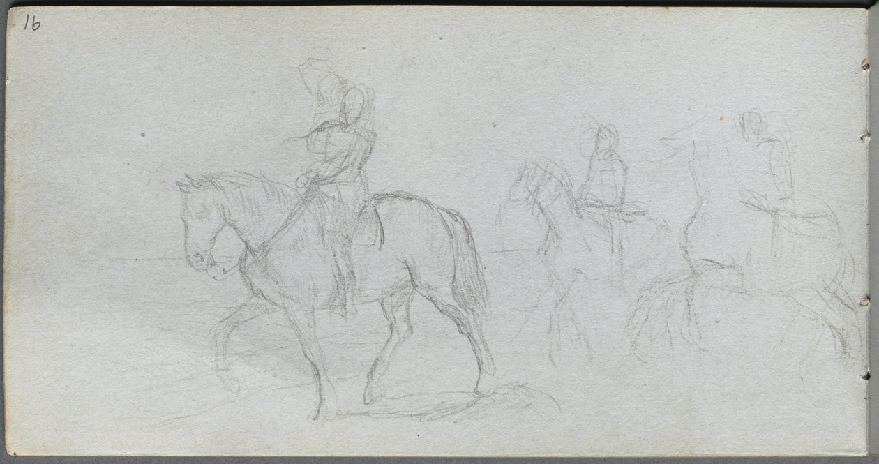 Eskiz defteri, sayfa 91: Atlı Figürler. by Jean Louis Ernest Meissonier