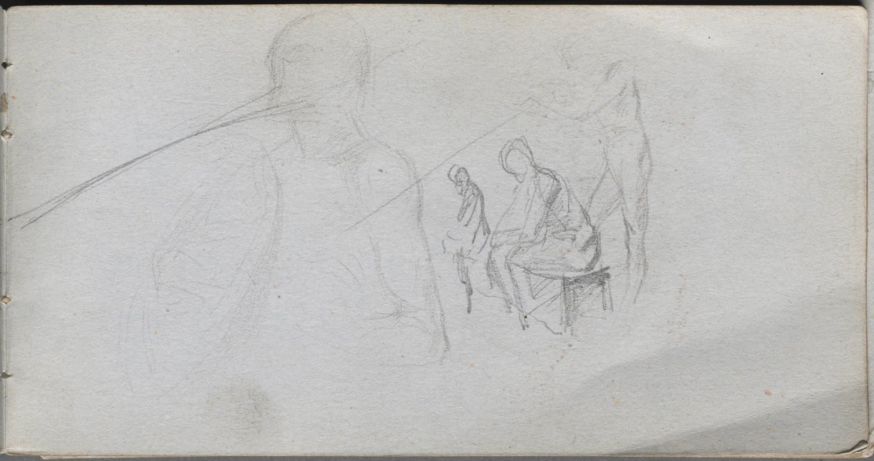 Sketchbook, sayfa 98: Figürlerin İncelenmesi. by Jean Louis Ernest Meissonier