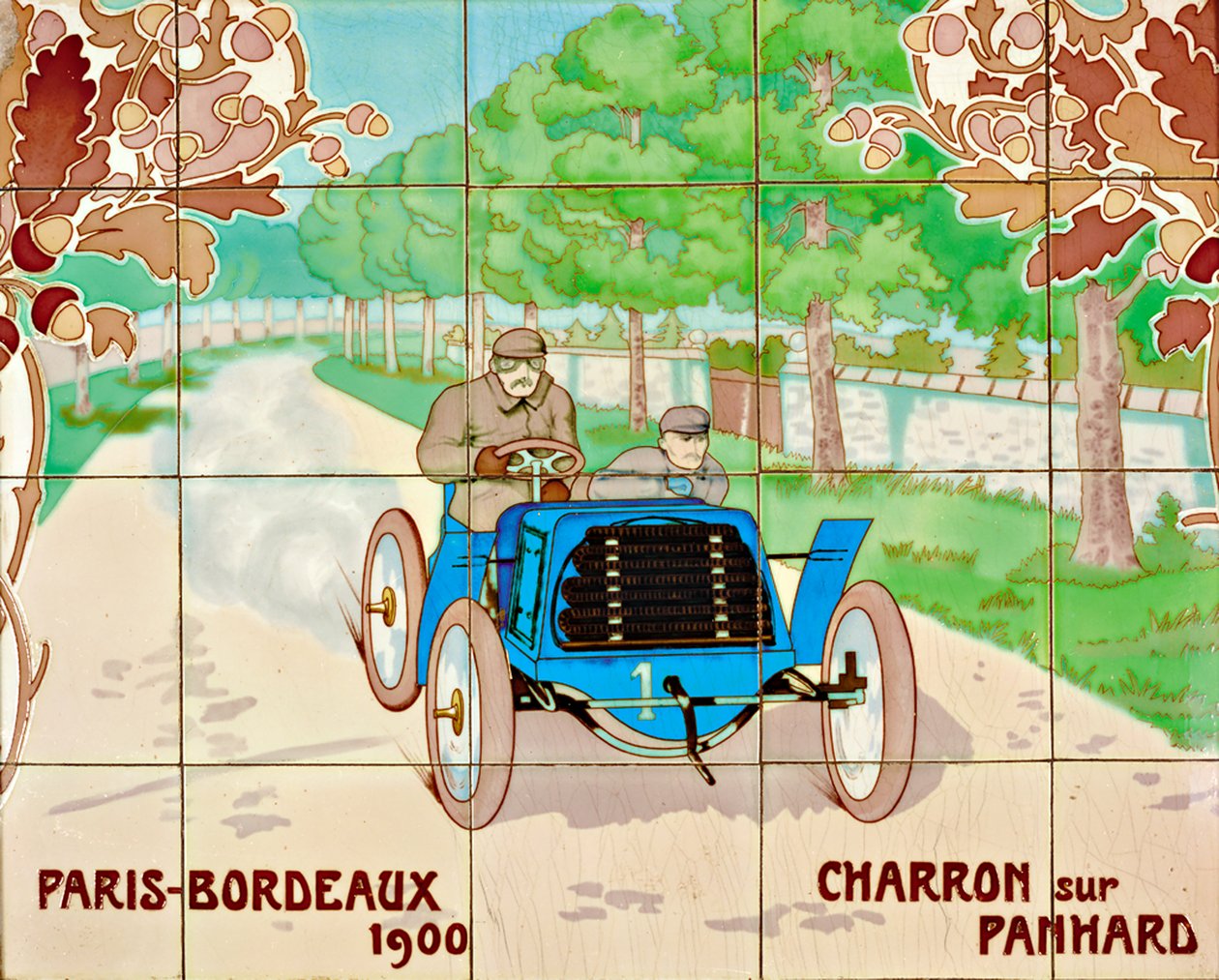 Charron 1900 Paris-Bordeaux yarışında bir Panhard arabası kullanıyor: Ernest Montaut