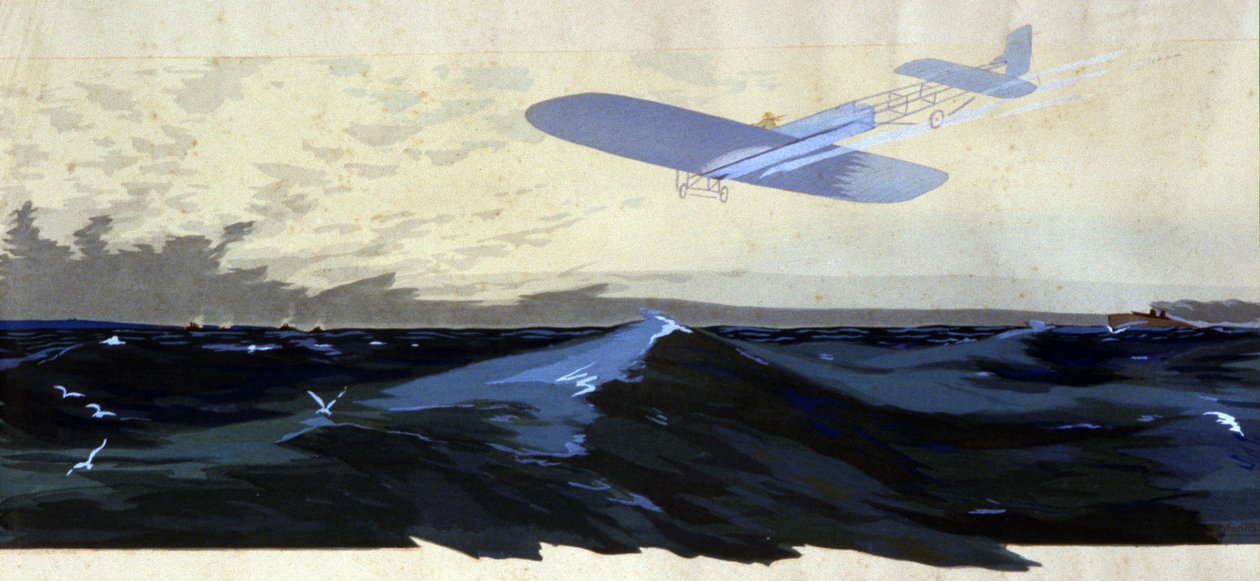 Louis Bleriot: İngiliz Kanalı'nın ilk hava geçişi, 1920 dolayları (resim) by Ernest Montaut