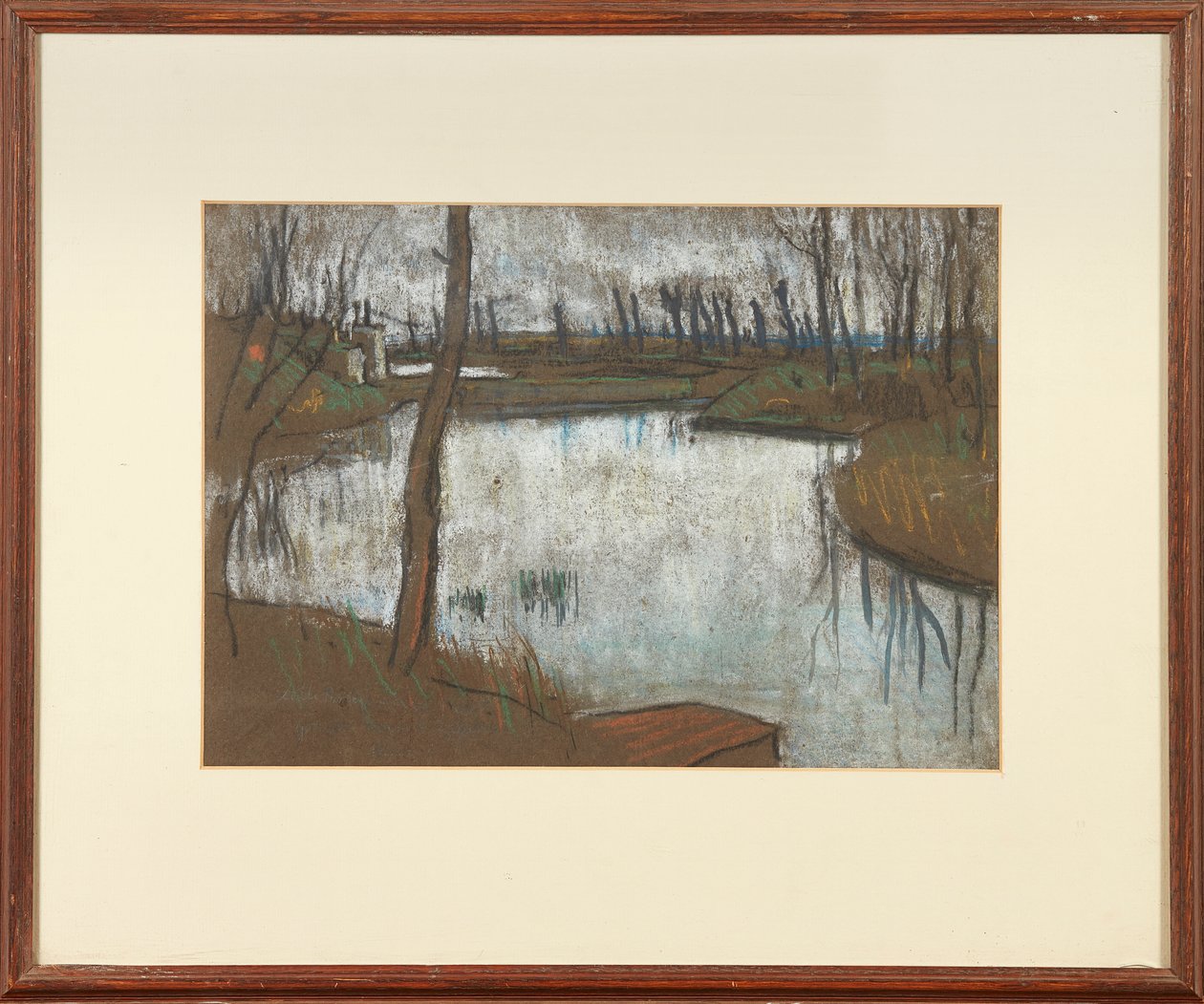 Lille Köprüsü ve Batı Hendeği (kahverengi kağıt üzerine pastel) by Ernest Procter