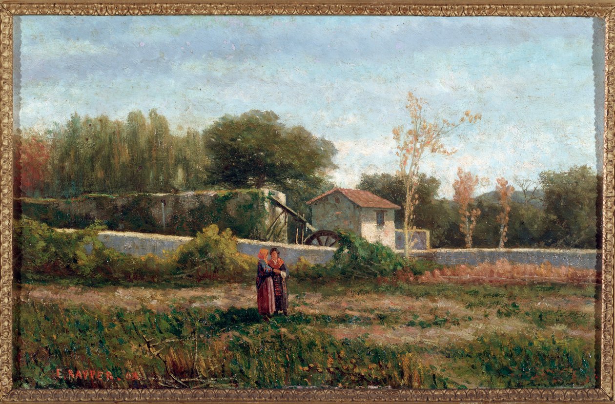 Kırsal Manzara, İtalya (Kırsal, İtalya) Boyama Ernesto Rayper (1840-1873) Dim 26x40 cm Genes, Galleria d