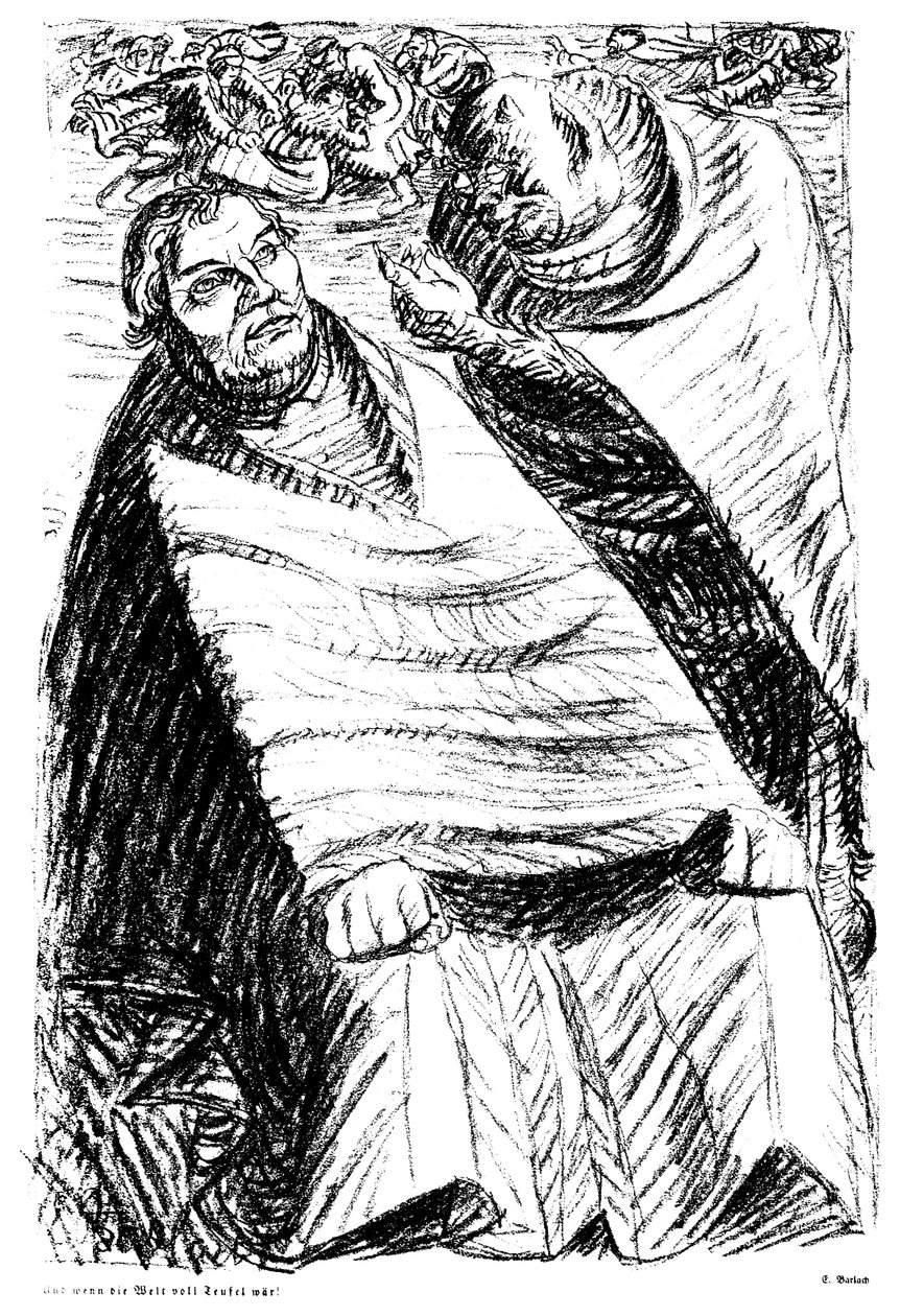 Ya dünya şeytanlarla doluysa! by Ernst Barlach