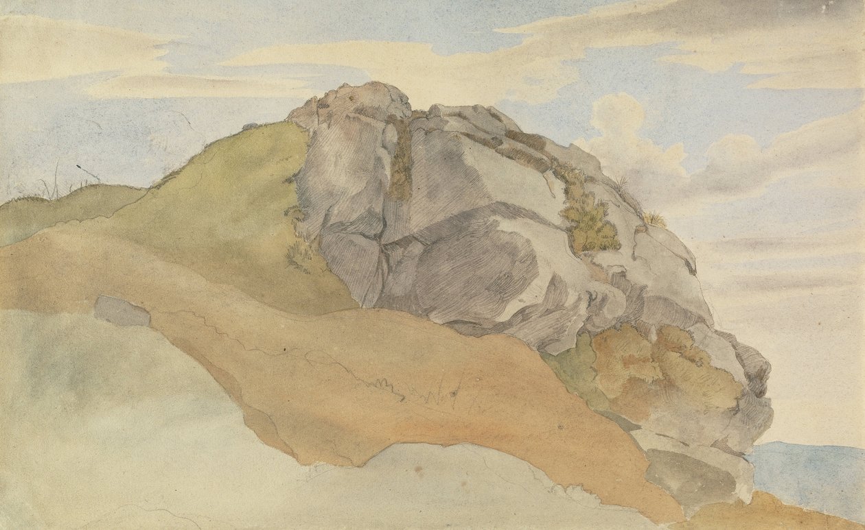 Rocky Outcropping (rekto), Pusetli Rocky Forest (verso) by Ernst Ferdinand Oehme