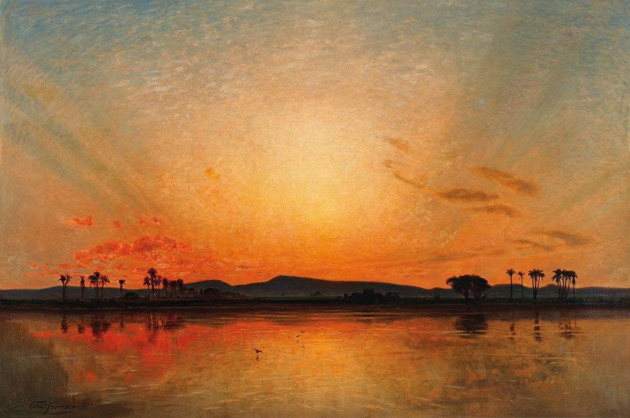 Mısır akşam gökyüzünde gün batımı sonrası kızıllık by Ernst Koerner