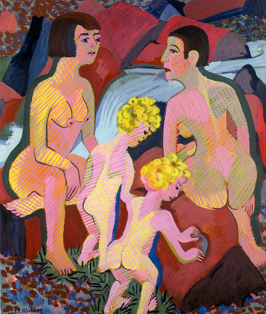 Kadınları ve çocukları banyo yapmak by Ernst Ludwig Kirchner