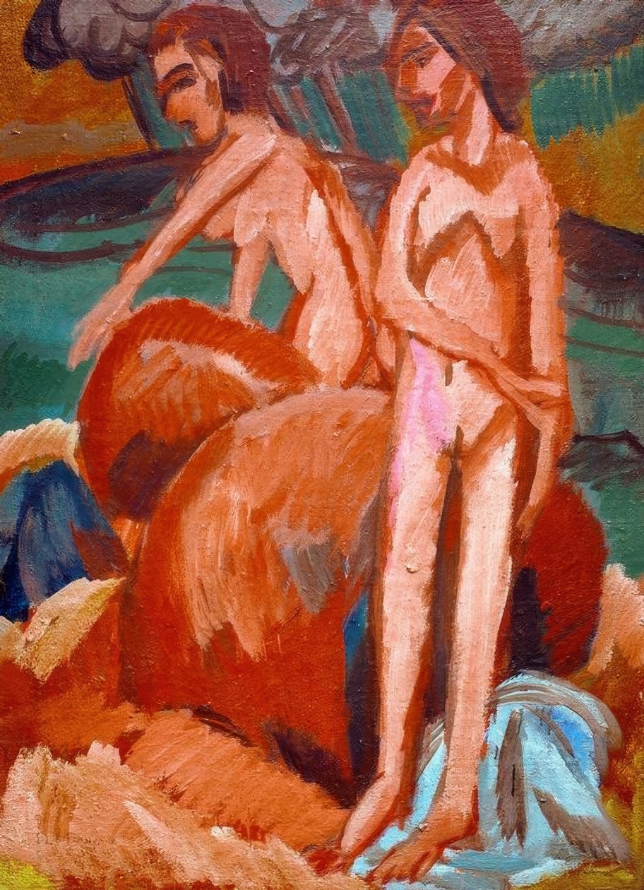 deniz kenarında yıkananlar by Ernst Ludwig Kirchner