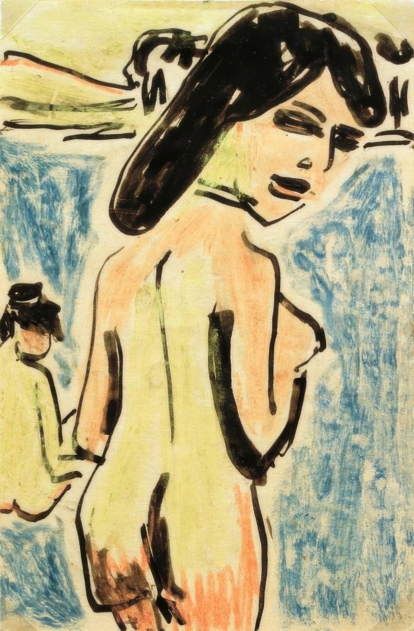Havuzda yıkananlar by Ernst Ludwig Kirchner