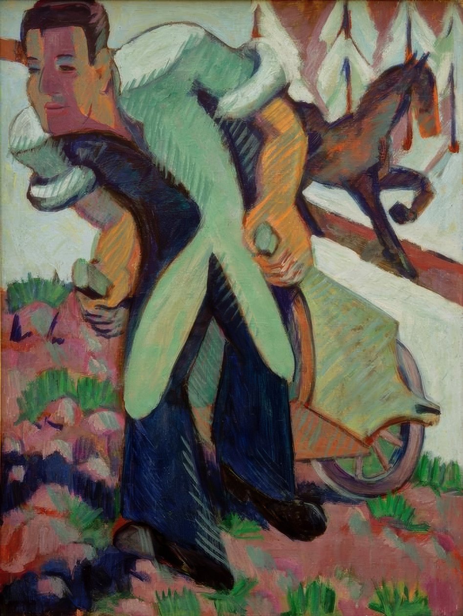 Bir el arabası çeken çiftçi by Ernst Ludwig Kirchner