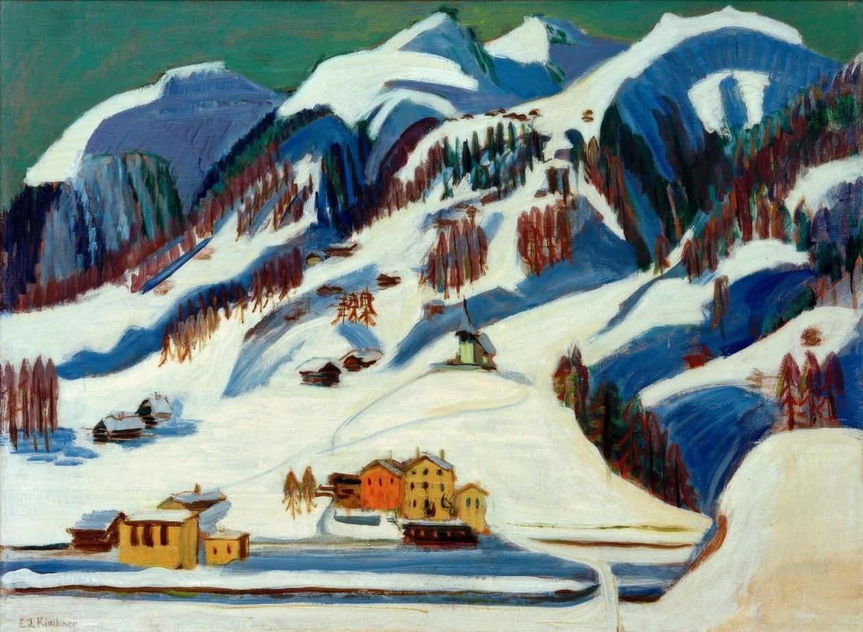 Karda dağlar ve evler by Ernst Ludwig Kirchner