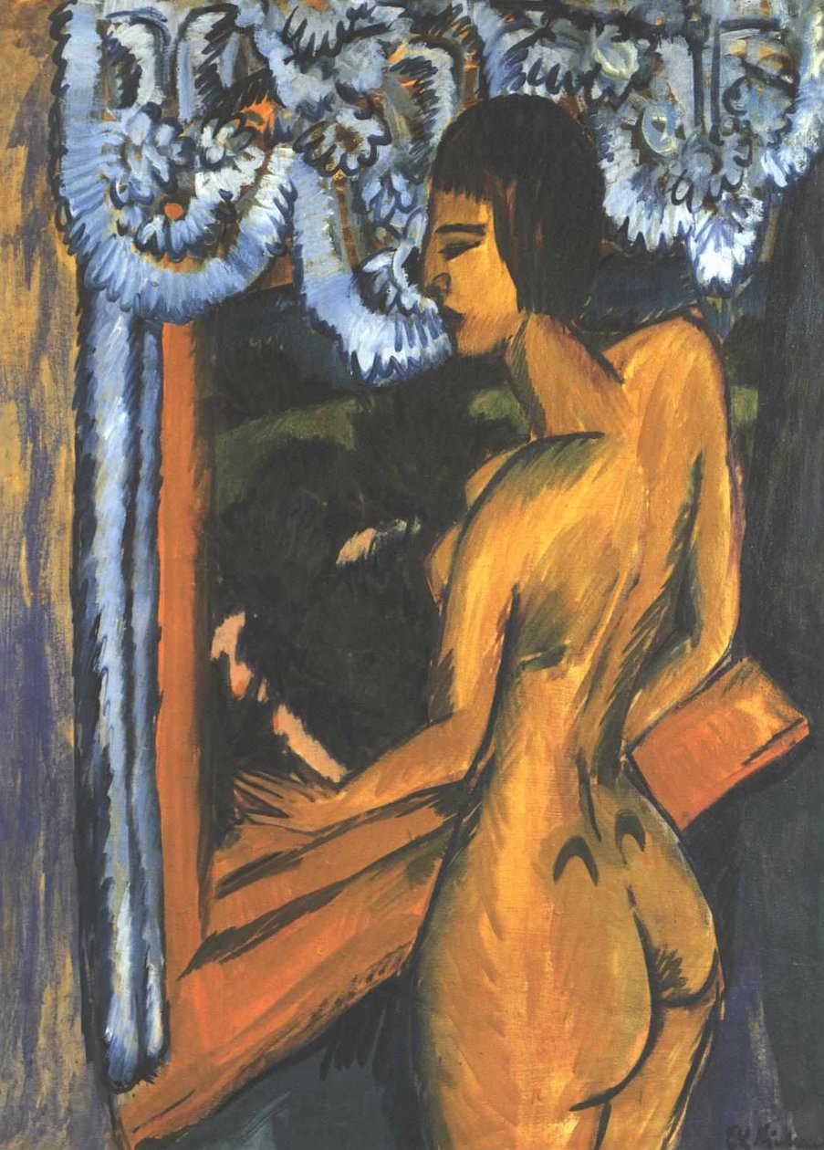 Pencerede kahverengi çıplak by Ernst Ludwig Kirchner