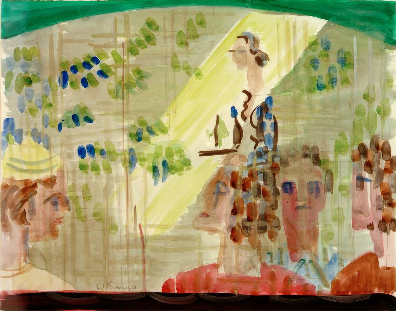 Garson ile kafe sahnesi, vitrinden görüldü by Ernst Ludwig Kirchner