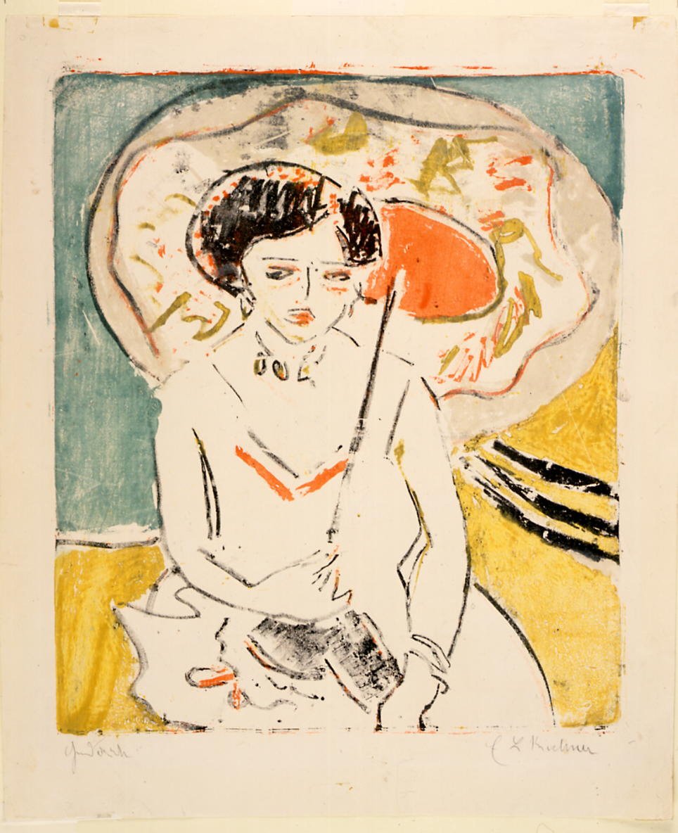 Japon şemsiyesi ile Dodo by Ernst Ludwig Kirchner
