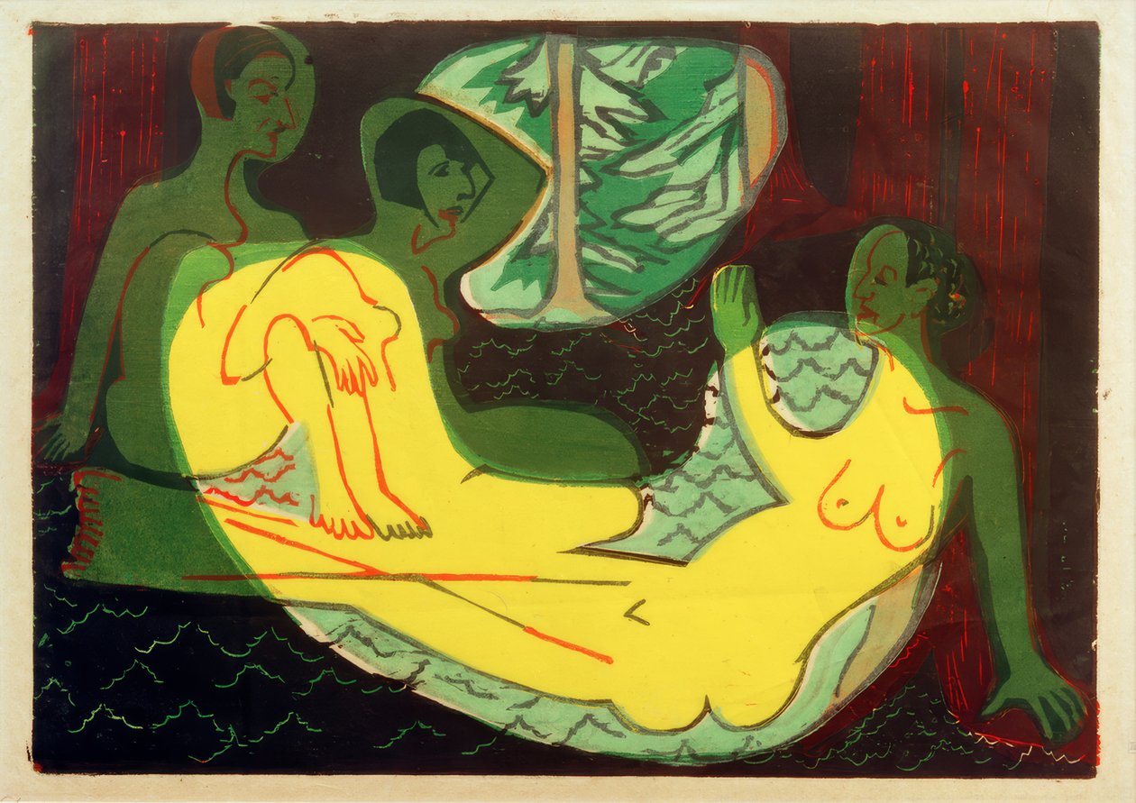 E.L. Kirchner, Ormanda Üç Çıplak by Ernst Ludwig Kirchner
