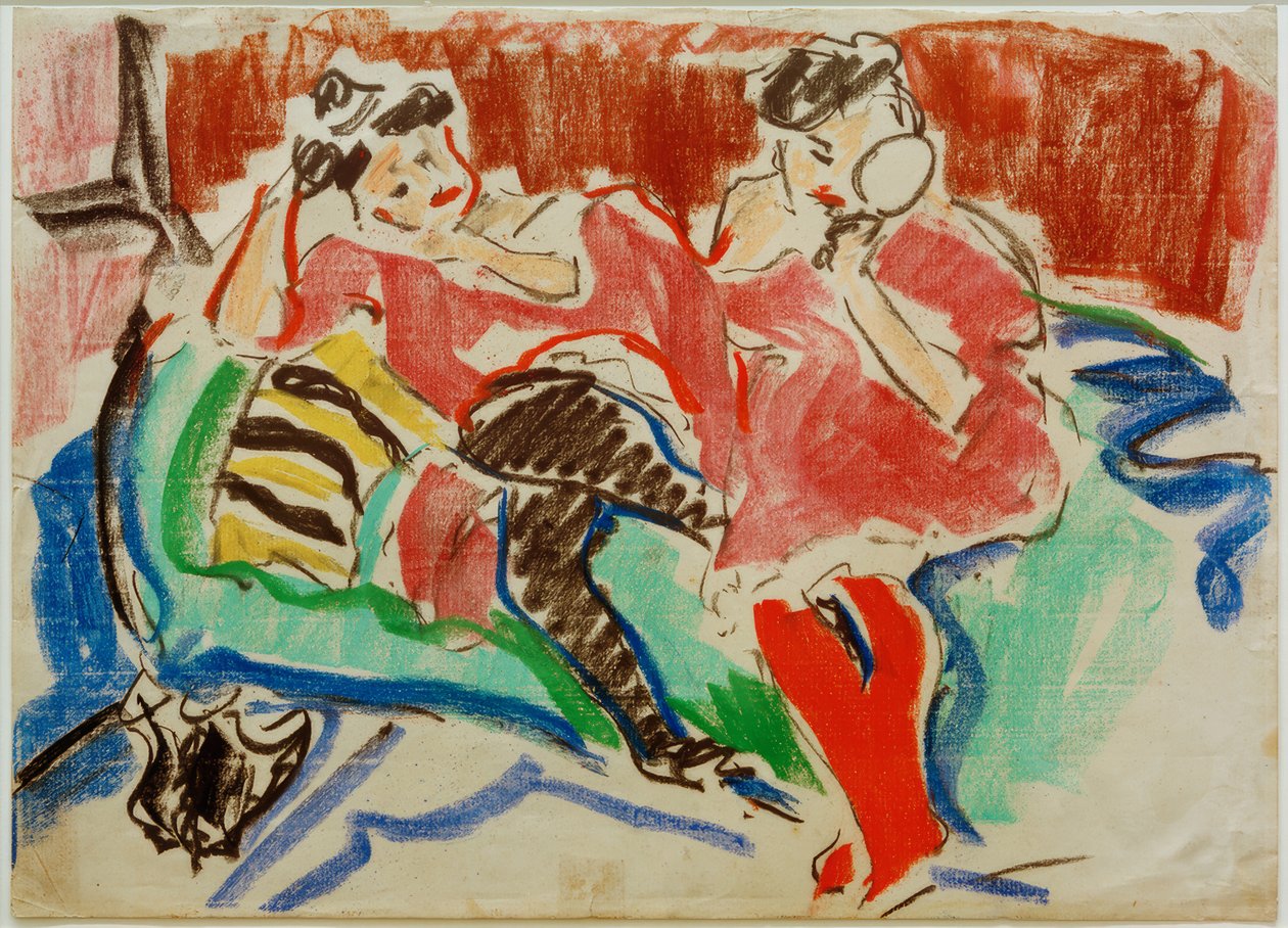 E.L. Kirchner, Kanepede iki kız by Ernst Ludwig Kirchner