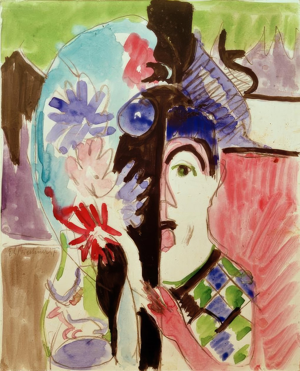çiçekli kadın by Ernst Ludwig Kirchner