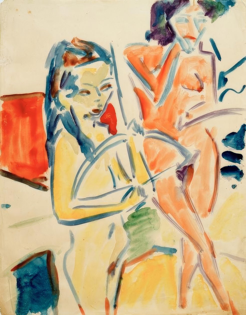 Fränzi fiyonklu ve çıplak by Ernst Ludwig Kirchner