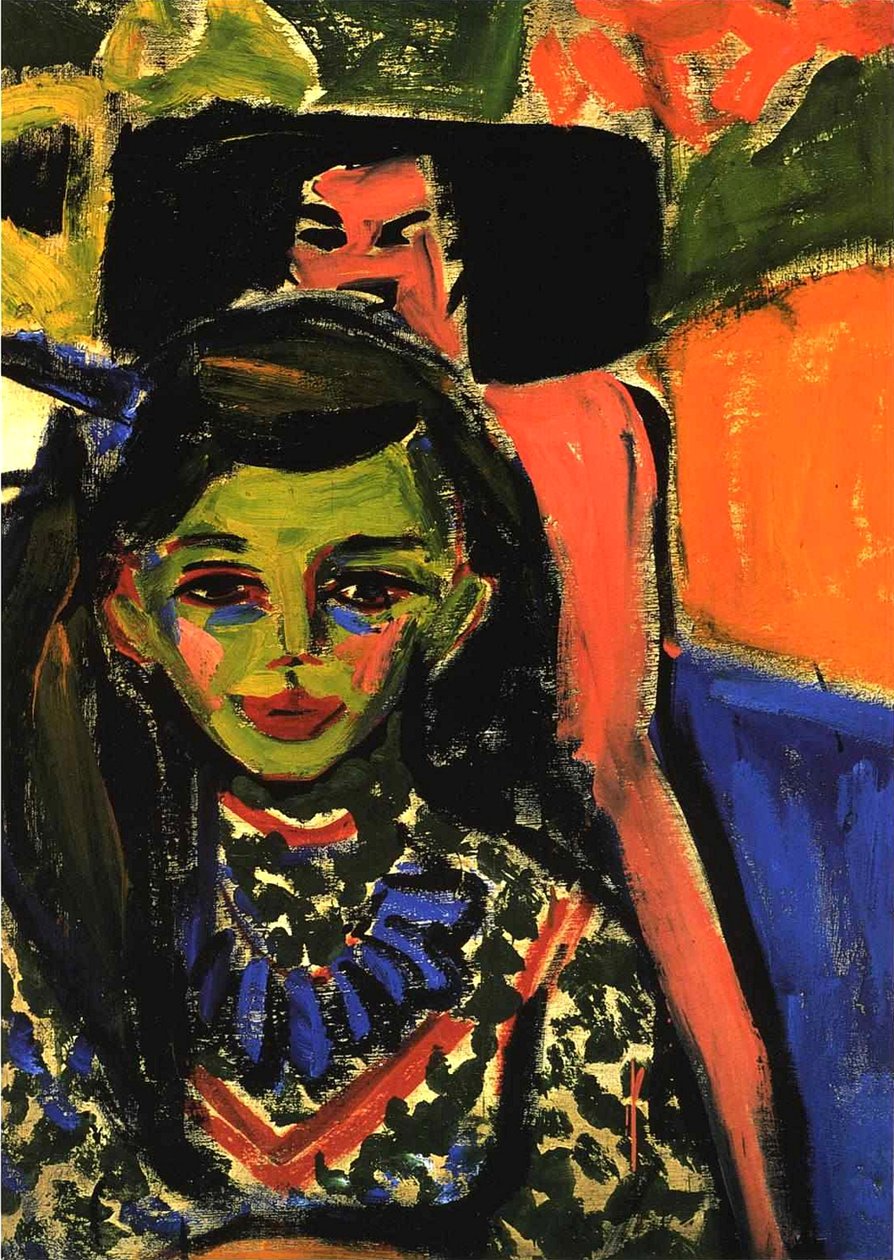 Oyma bir sandalyenin önünde Fränzi by Ernst Ludwig Kirchner