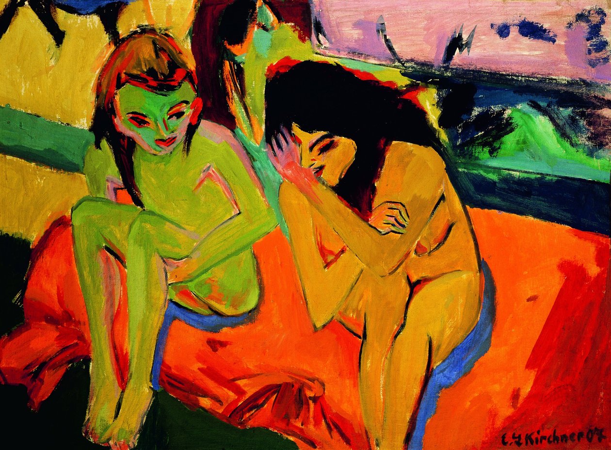 çıplak kızlar konuşurken by Ernst Ludwig Kirchner