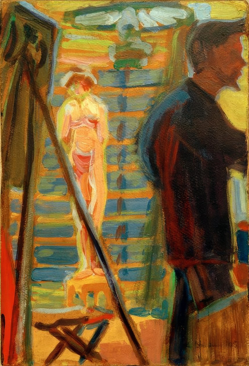 Heckel ve model stüdyoda by Ernst Ludwig Kirchner