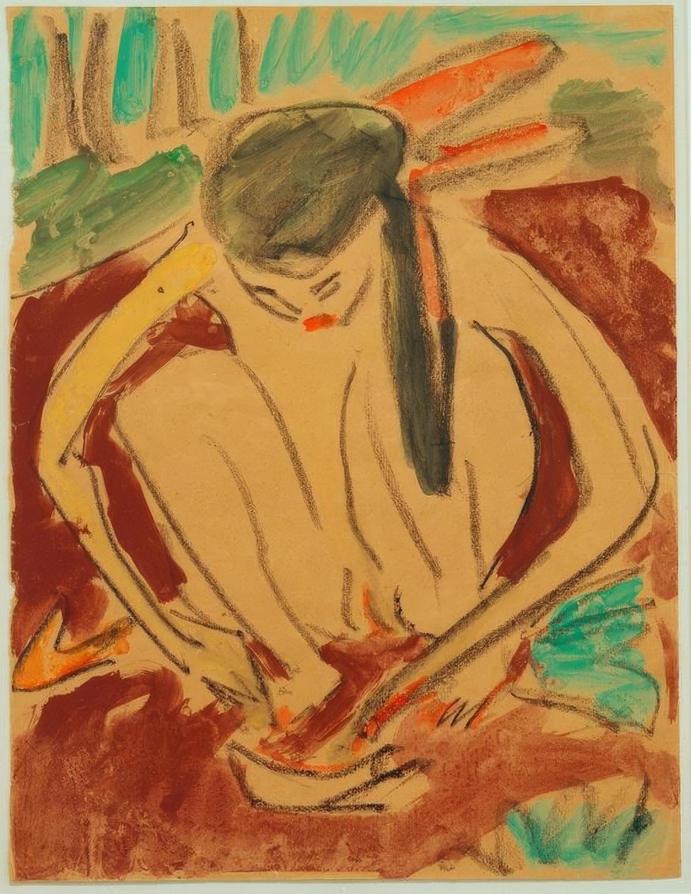 çömelmiş kız by Ernst Ludwig Kirchner