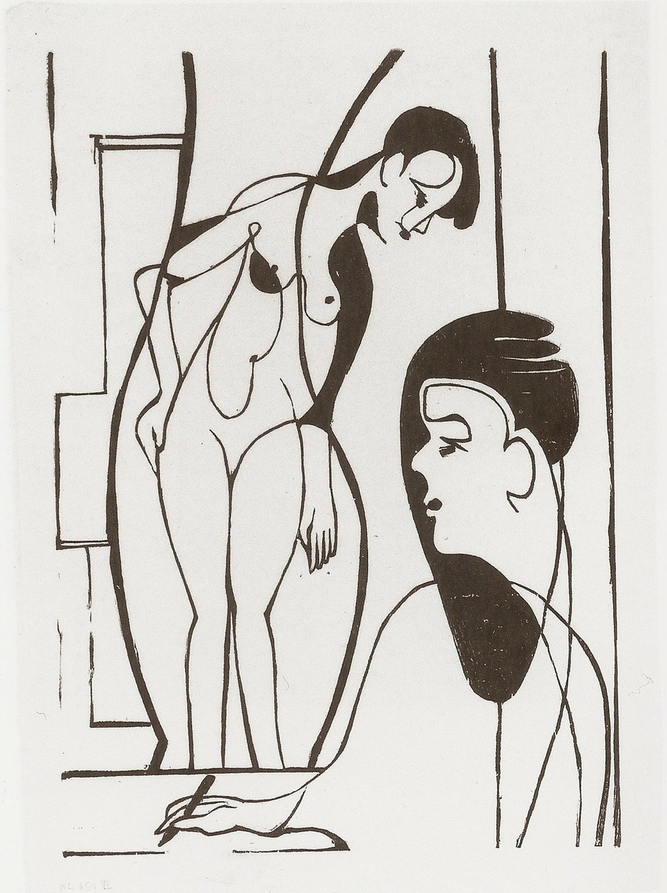 Sanatçı ve model by Ernst Ludwig Kirchner