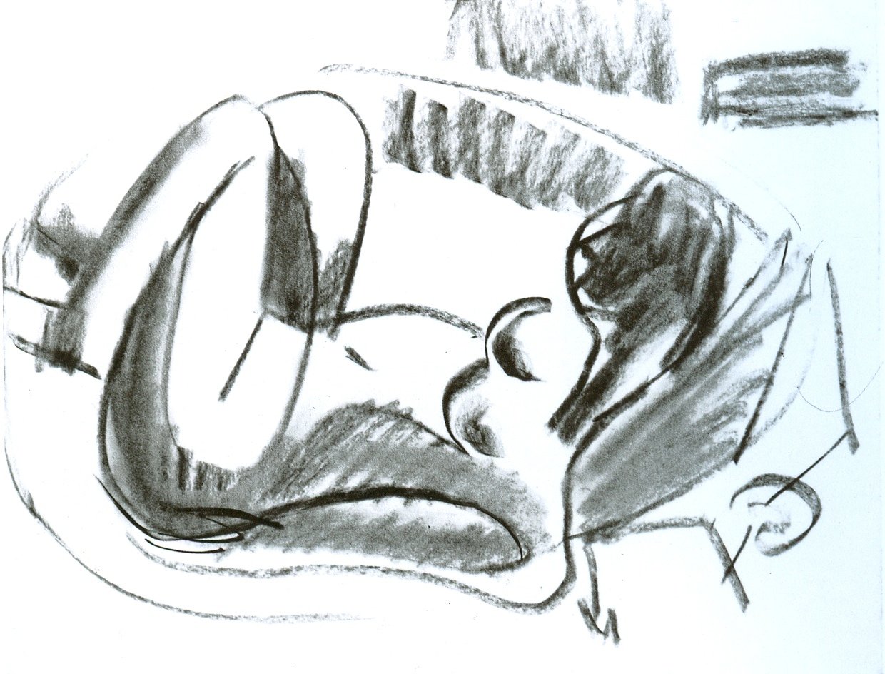 Çıplak bacaklar ile küvette yalan by Ernst Ludwig Kirchner
