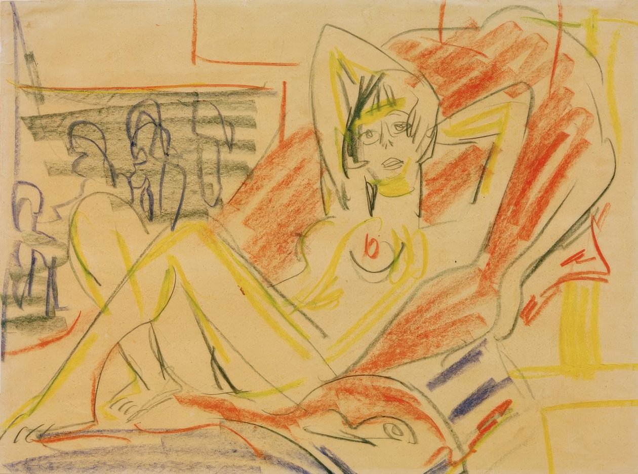 uzanmış kadın çıplak by Ernst Ludwig Kirchner